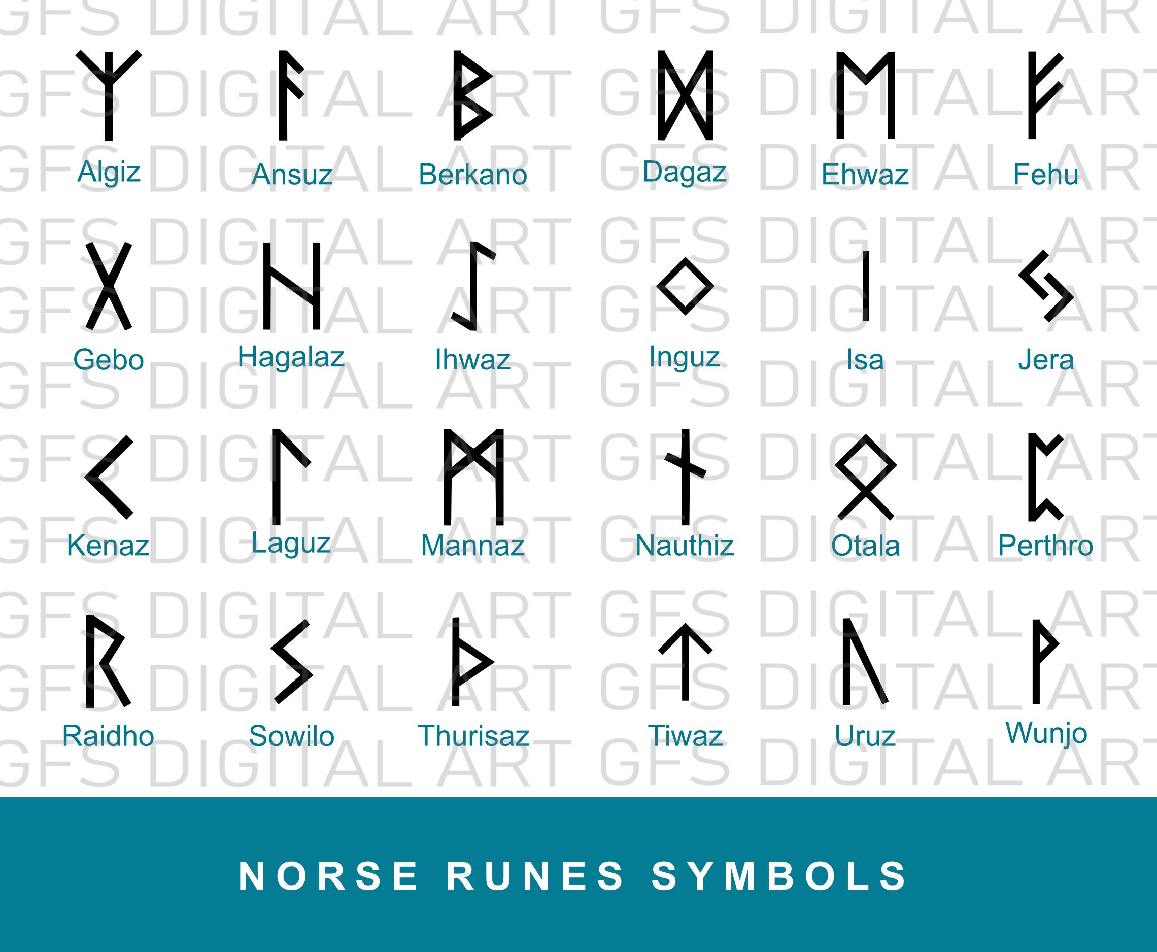 Norse Runes Symbols Swg Gods Elder Futhark Runes Eps Bundle 25