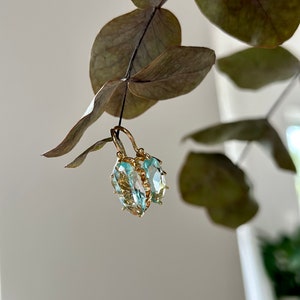 18K Gold Plated Elegant Bridal Wedding Drop Earrings | Oval Faux Gemstone Earrings Women Jewelry Gifts