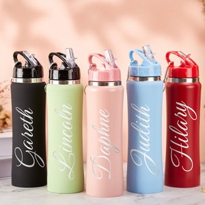 Personalized Water Bottles for Kids, 18 oz Custom Name Insulated Water  Bottle With Straw, Stainless Steel Reusable Waterbottle Gifts for School  Girls