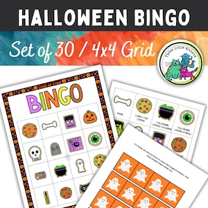 Gioco del bingo di Halloween, Schemi del bingo di Halloween, Gioco del bingo di Halloween stampabile, 30 Schemi del bingo di Halloween, Cartelle del bingo di Halloween