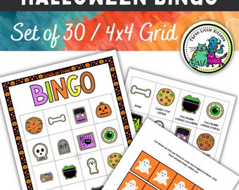 Halloween Bingo Game, Halloween Bingo Patterns, Printable Halloween Bingo Party Gam, 30 Halloween Bingo Patterns, Halloween Bingo Cards