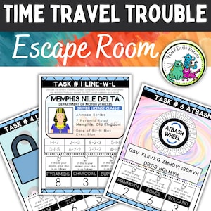 Time Travel Escape Room Kit, Printable Party Game, Indoor Printable Game, Printable Escape Room for Kids, Birthday Party Games, Family Games