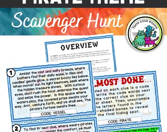 Treasure Hunt Game for Kids, Pirates Scavenger Hunt with Clues, Pirate Treasure Hunt Kids, Indoor Printable Game, Printable Scavenger Hunt