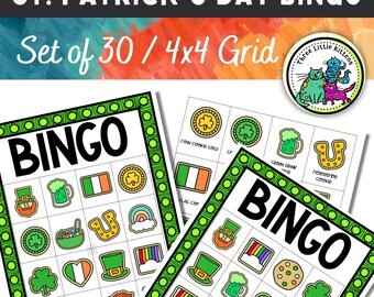 St. Patrick's Day bingo for classroom, St. Patrick's Day Activity, St. Paddy's Activity, Kids Party Game, Luck of the Irish Holiday activity
