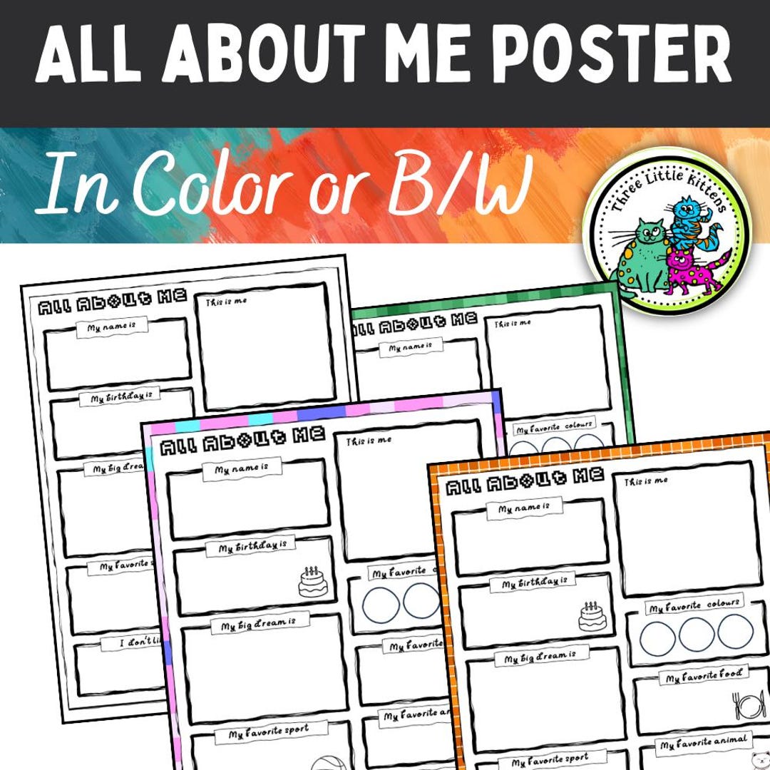 All About Me Poster: Back to School Activity, Printable Classroom Decor ...