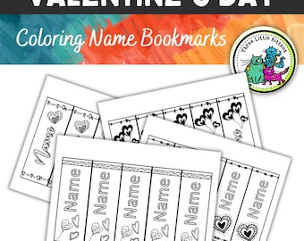 Può includere: Segnalibri per San Valentino stampabili in bianco e nero con un design a forma di cuore e palloncino. I segnalibri hanno uno spazio per scrivere un nome.