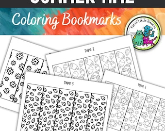 Summer Coloring Bookmarks, Coloring Bookmarks for Kids, Printable Book Marks, DIY Bookmarks, Bookshelf, Adult Coloring Summer Crafts