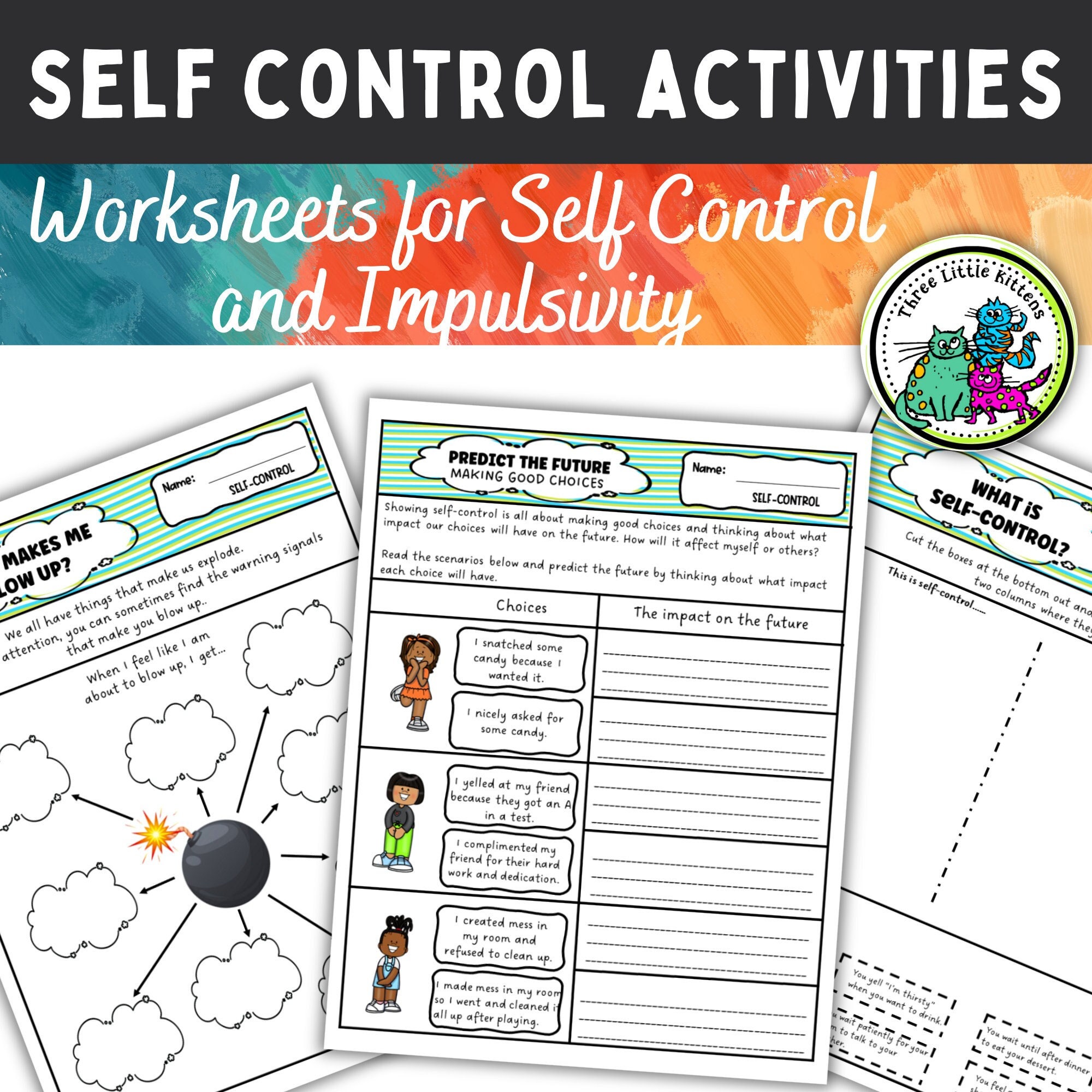 Self Control Activities for Kids, Worksheets for Self Control and