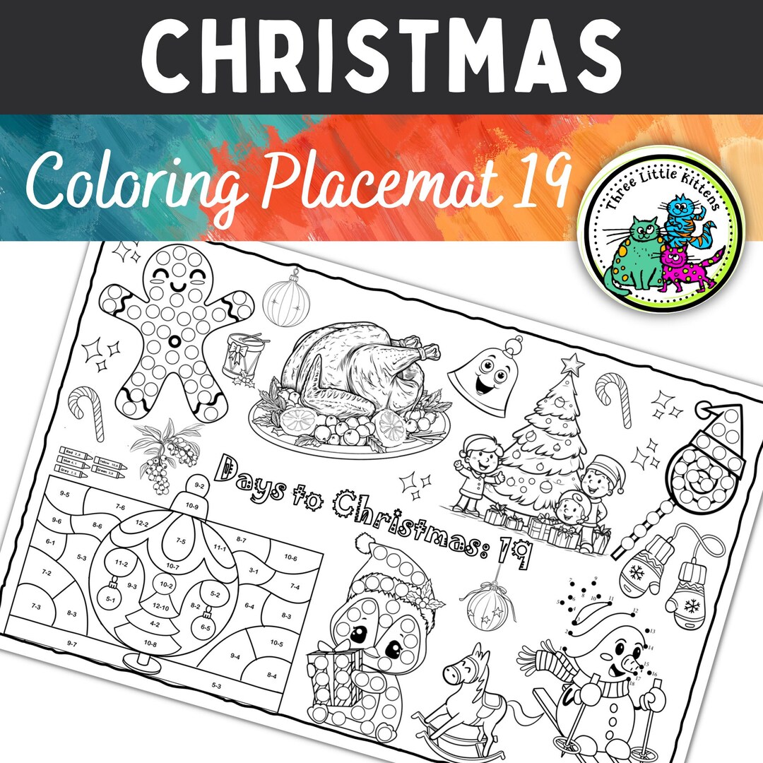 Christmas Coloring Placemat Printable, Party Activities, Activity ...