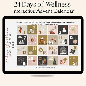 Interactive Self Care Advent Calendar Gifts  Printable Stress Relief Mental Health Holiday Guide Instant PDF Download Healthy Holiday Gift