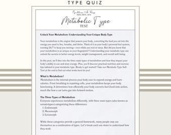 Metabolic Type Quiz: Personalized Fat Loss Plan for Women (PDF Download)