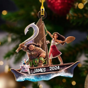 Moana Christmas Acrylic Ornament Disney Princess Moana Cutout Ornament Personalized Christmas Ornament Disney Christmas ornament