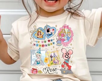 Custom Name Disney Princess Birthday Shirt, Personalized Disneyland Birthday Trip shirts, Magic Kingdom shirt, Magical Princess Party shirts