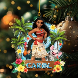 Moana Christmas Acrylic Ornament/Disney Princess Moana Cutout Ornament/Personalized Christmas Ornament/Disney Christmas ornament