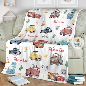 Personalized Route 66 Cars Blanket, Custom Name Disney Blanket, Kids blanket, Lightning McQueen Blanket Nursery Decor McQueen Disney Blanket
