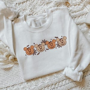 Halloween Pumpkin Mickey Embroidered Sweatshirt, Fall Disney Crewneck, Spooky Season Cute Cozy, Pumpkin Patch Disney Shirt