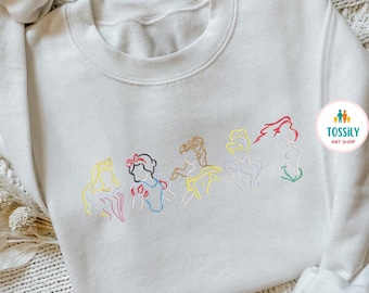 Embroidered Disney Princess Shirt, Cute Disney Princess T-shirt, Disneyworld Princess Girls Trip Shirt Magical Kingdom Disney Trip T-Shirt