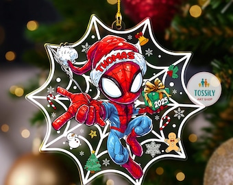 Personalized Spidey Christmas Ornament, Spiderman 2025 Ornament, Superhero Ornament