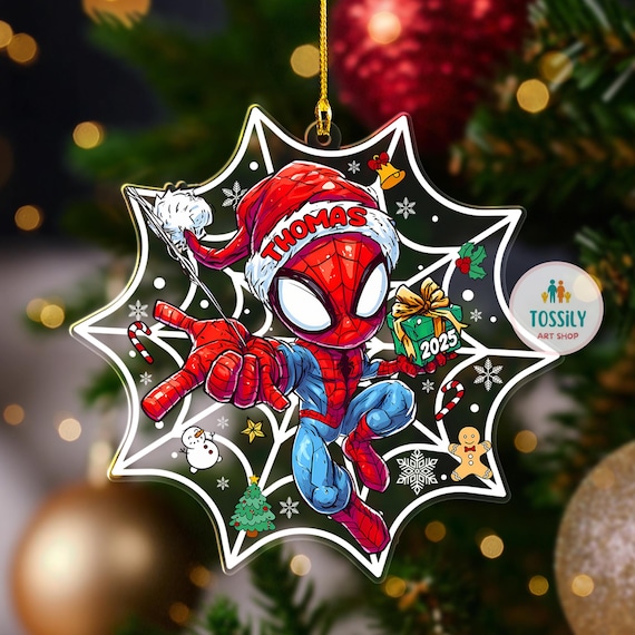 Personalized Spidey Christmas Ornament, Spiderman 2025 Ornament, Superhero Ornament