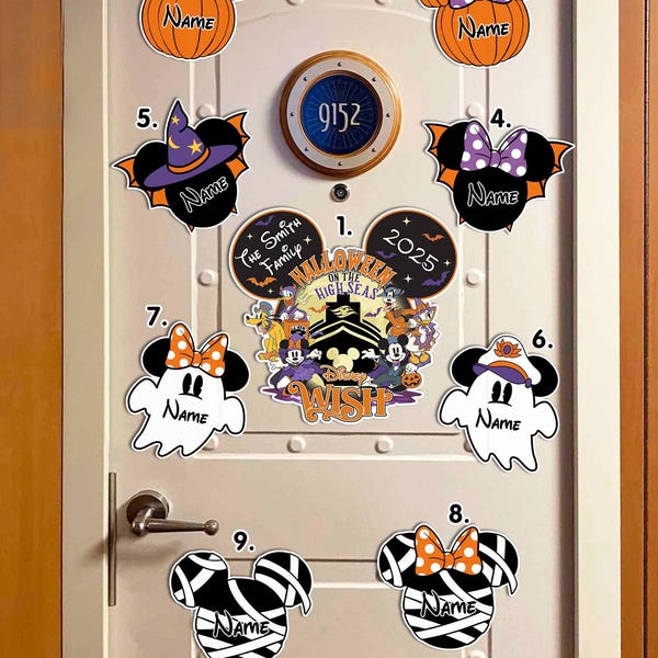 Personalized  Halloween On The High Seas Magnets,  Halloween Cruise Door Magnet for Cruise Ship Stateroom Door, Family Cruise