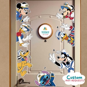 Personalized Disney characters Cruise magnet, Mickey & friends Toy Story Princess Stitch Disney cruise line magnet Family Cruise door magnet