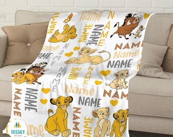 Couverture personnalisée roi lion, couverture polaire Disney roi lion, couverture Disney Dimba, couverture de canapé dessin animé, cadeau nouveau-né, cadeau pour enfant