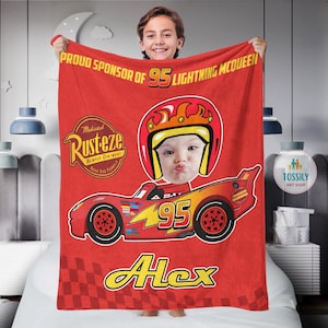Personalized Disney Cars Blanket, Custom Name Cars Blanket, Lightning McQueen Sally Tow Mater Characters Blanket, Cars Birthday Gifts