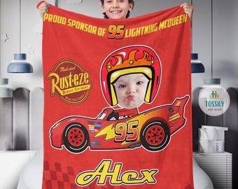 Personalized Disney Cars Blanket, Custom Name Cars Blanket, Lightning McQueen Sally Tow Mater Characters Blanket, Cars Birthday Gifts