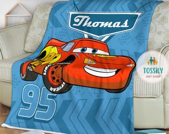 Personalized Disney Cars Blanket, Custom Name Cars Blanket, Lightning Mcqueen Sally Tow Mater Characters Blanket, Cars Birthday Gifts