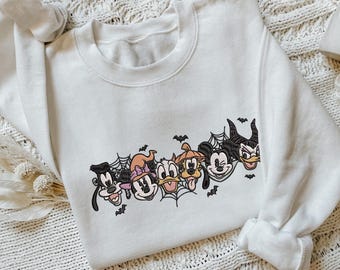 EMBROIDERED Mickey & friends Halloween sweatshirt Tshirt, world Halloween embroidery shirt, Not So Scary shirt