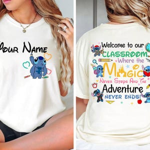 Custom Stitch Teacher Shirt, Stitch Shirt, Disney Teacher Shirt, Kindergarten Shirt, School Shirt, Disney Stitch Tee, Teacher Name Shirt