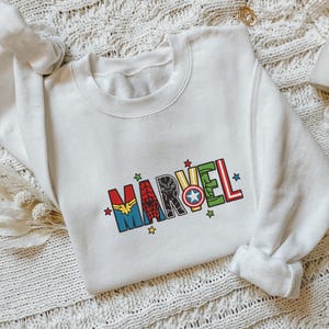 Embroidered Marvel Sweatshirt, Superhero Logo Crewneck, Spider-Man Venom Ironman Captain America Hoodie, Marvel Comics Unisex Shirt