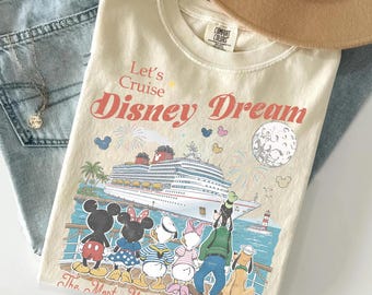 Comfort Colors Vintage Disney Cruise Shirt, Retro Mickey And Friends Tee, Custom Vacation Group, Family Trip Outfits, Magical Cruise Ship