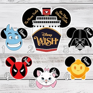 Disney Cruise Door Magnets - Disney Ship Front and Character Inspired Magnet Set