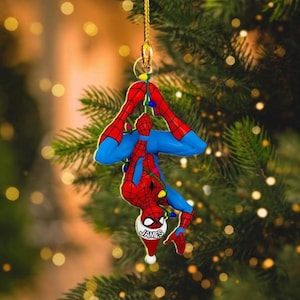 Custom Superhero Spiderman Team 2024 Christmas Tree Decor, Kids Christmas Ornament, Spiderman Ornament, Spidey Ornament Xmas Boy Gift