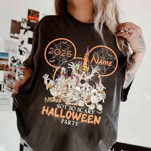 Vintage Mickey&#39;s Not So Scary Halloween Party Comfort Colors Shirt, Mickey And Friends Skeleton Pumpkin, Halloween Costume, Halloween Group
