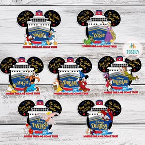 Custom Family & Cruise Ship Name  Cruise Line Magnet, Mickey and friends  Magnet, Family sign  Wish Dream Treasure magnet
