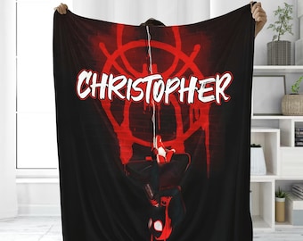 Custom Spiderman Blanket , Miles Morales Blanket Spider Hero Gift For Kids, Superhero Christmas Gift For Kids