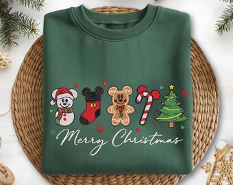Embroidered Mickey Gingerbread Christmas Sweater, Gingerbread Mickey Sweater, Mickey Friends Gingerbread Cookie, Mickey Christmas Shirt