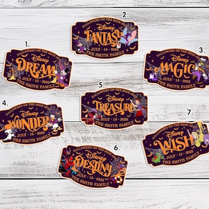 Personaliza el nombre de la puerta del camarote de la familia de Halloween y crucero, imán para la puerta con el nombre de la línea de cruceros, viaje de crucero familiar de Halloween, magia