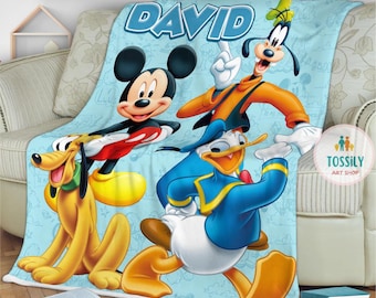 Personalized Mickey Mouse Blanket Custom Name Blanket Mickey & Friends Blanket Disney Blanket Disney Baby Blanket Kids Blanket