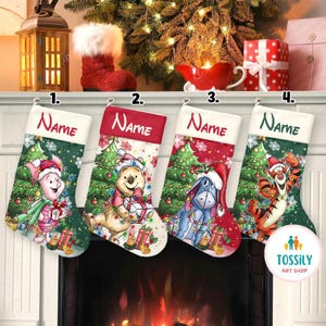 Personalized Winnie Pooh Stocking, Disney Character Christmas Stocking, Stocking With Name, Christmas Decoration, Pooh Christmas Decor