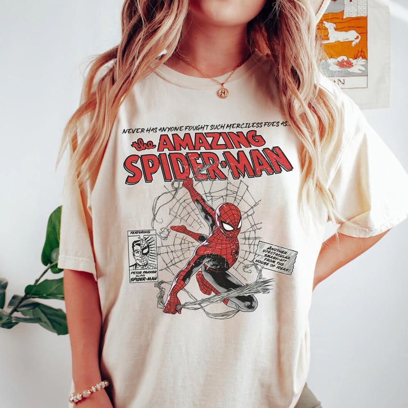 Disney The Amazing Spider Man Shirt, Marvel Avengers Shirt, Vintage Spiderman Comic Shirt, Spider Man T-Shirt, Disney Spider Kids Shirt immagine 4