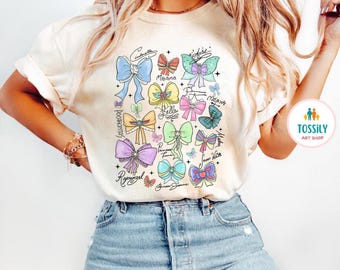Coquette Bows Watercolor  Princess Shirt,  Aurora Ariel Belle Cinderella Tiana Shirt, Magic Kingdom Girl Trip 2025