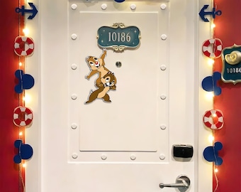 Chip And Dale Magnet,  Cruise Door, Hanging Room Number, Stateroom Cabin Decoration, DCL Family Vacation, Magnetic Nautical Ship Art