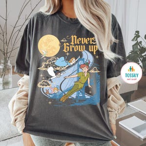 Retro Never Grow Up Disney Peter Pan Shirt, Peter Pan Tinker Bell Wendy John Michael Flight to Neverland Shirt, Flight Ride Family Trip Tee