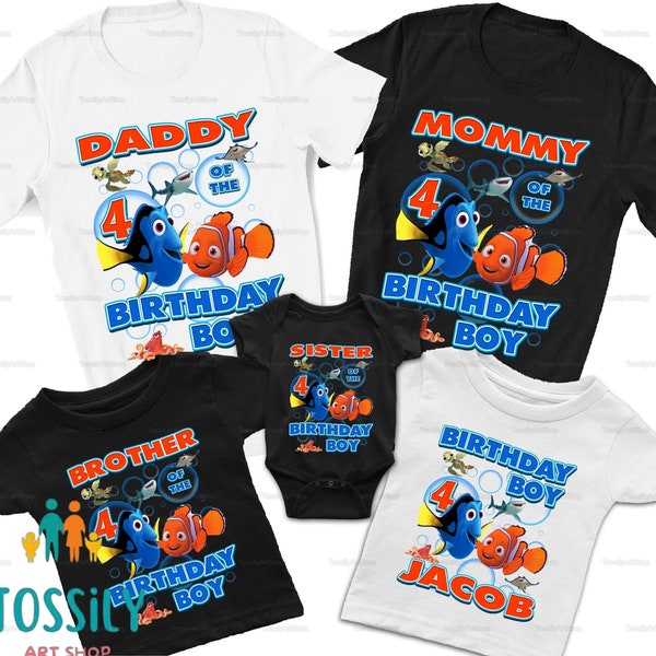 Finding Nemo Birthday Family Matching Shirt, Finding Dory T-Shirt, Finding Nemo Birthday Shirt, Personalized Family Matching Shirt