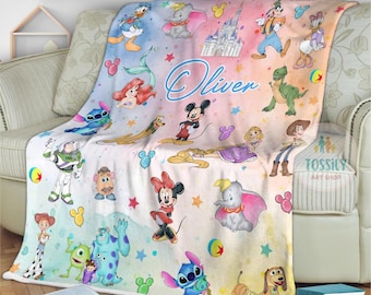Personalized Mickey & friends  character blanket, Toy Story Princess Blanket,  blanket, Birthday Girl Boy gift blanket