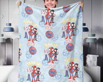 Personalized Spidey and His Amazing Friends Blanket, Amazing Friends Fleece Blanket, Spiderman Birthday Blanket, Spiderman Blanket