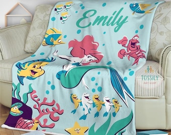 Disney The Little Mermaid Blanket Disney Princess Ariel Blanket Custom Name Baby Girl Blanket Disneyland Princess Birthday Girl